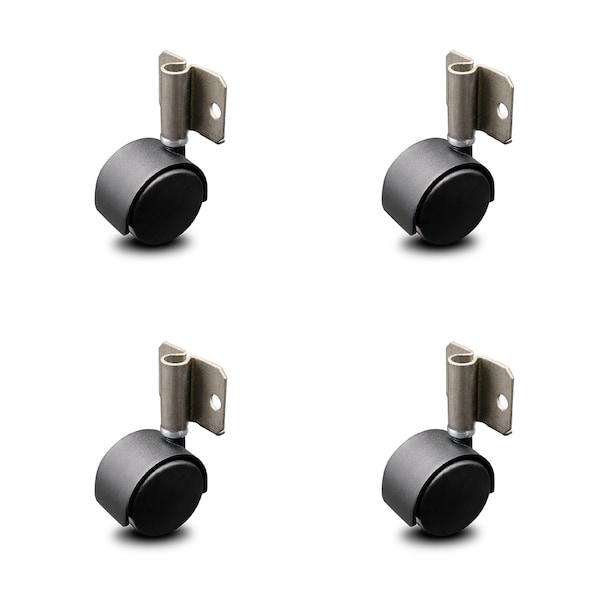 Service Caster 2 Inch Flat Black Hooded Nylon Twin Wheel Casters with Side Mount Set SCC SCC-GR02S50D-NYS-FB-716X78-CB180-4 - main